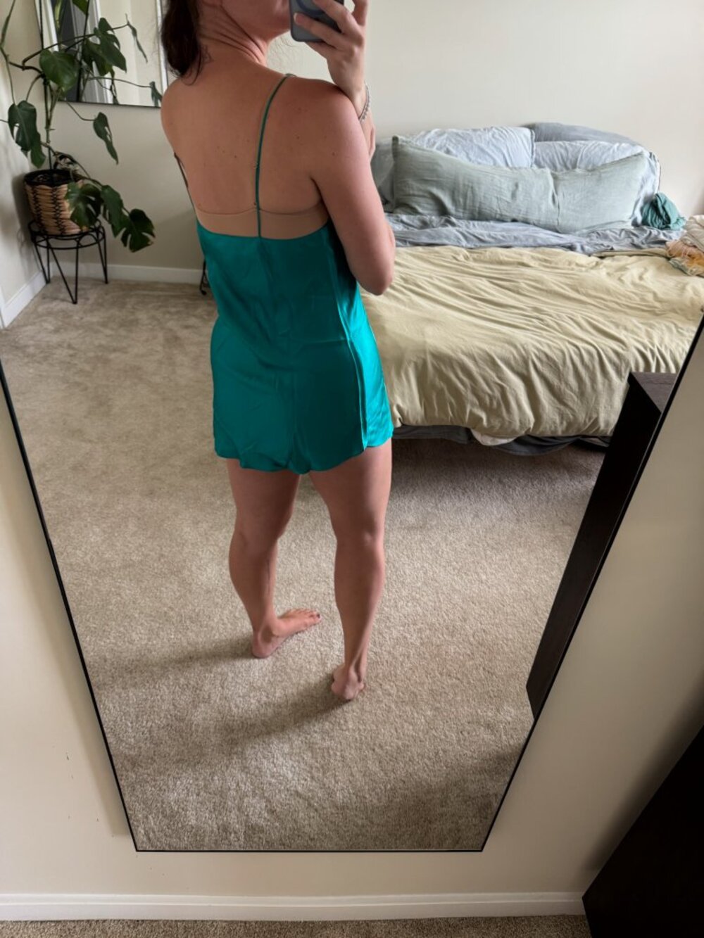 Vintage Victoria's Secret Silk Teal Blue Mini Slip Dress Size Large - Picture 4 of 6